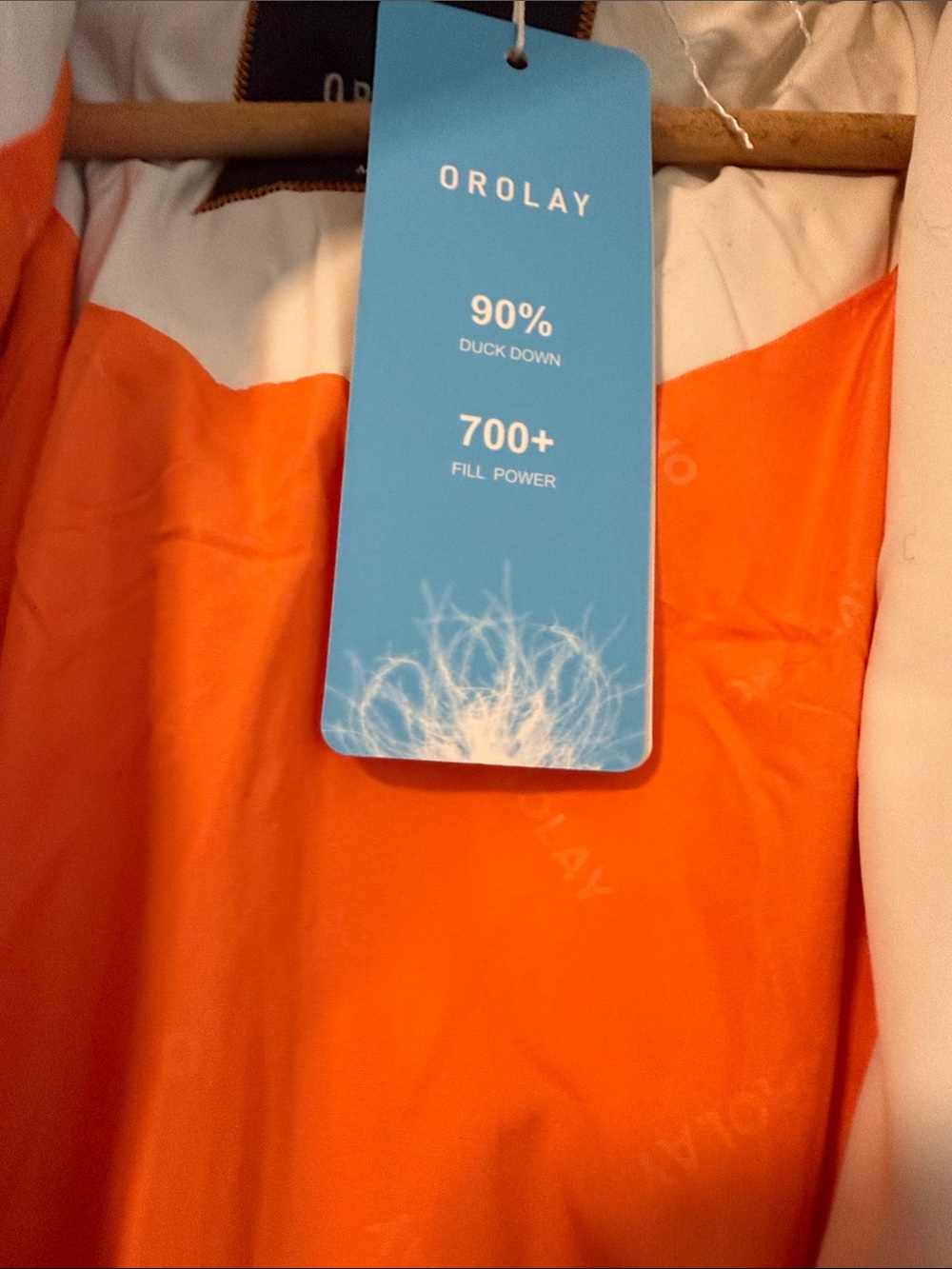 OROLAY Women's Long White Puffer Coat with Hood - Picture 3 of 6